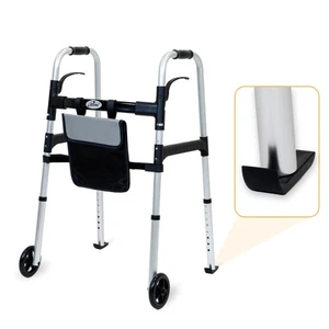 Silver And Black Trigger Release Folding Mobility Walker For Seniors 350Lb Ca... - Picture 1 of 6