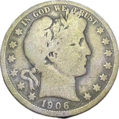 1906-P Barber Half Dollar 50C 90% SILVER **SEE DETAILED PICTURES** SBH1 - Image 1 of 4