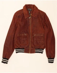 CONVERSE JOHN VARVATOS Womens Bomber Jacket UK 14 Medium Brown Leather IQ01 - Picture 1 of 3