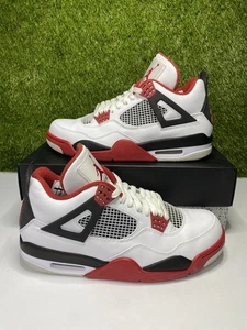 Air Jordan 4 Fire Red Retro OG Size 9.5 Mens White Sneakers 2012 308497-110 - Picture 1 of 13