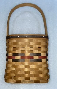 Bradford Basket Co. Handwoven Letter Basket With Handle Red & Gray Striped EUC - Picture 1 of 9