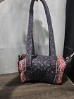 Rare Vera Bradley Blue And Red Holly and Ribbons Barrel Style Shoulder Purse