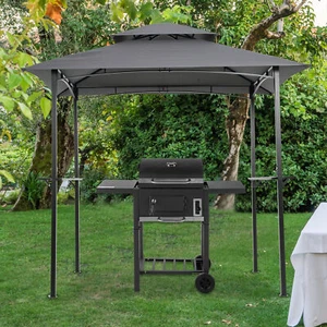 8x5Ft Grill Gazebo Replacement Canopy,Double Tiered BBQ Tent Roof Top Cover - Picture 1 of 5