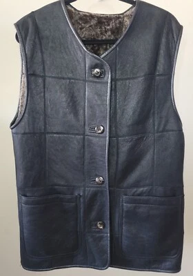 Colete masculino de couro alemão 34 Werner Christ. Reversível. Excelente estado.  - Imagem 1 de 4