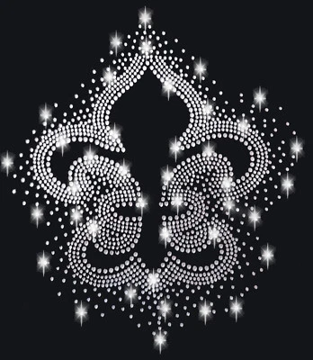XL Fleur de Lis LILIE STRASSSTEINE BÜGELBILD HOTFIX APPLIKATION STRASS HOT FIX - Bild 1 von 3
