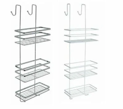 BPS 3 TIER PLASTIC COATED CHROME SHOWER CADDY SHELF BATHROOM ORGANIZER BATH RACK NEW