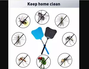 New 2 EA Fly Swatter w Telescopic Stainless Steel Retractable Handle Ships Fast - Picture 1 of 3