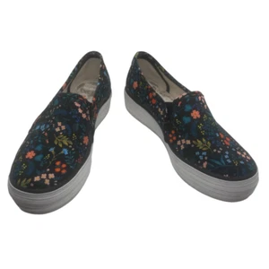 Rifle Paper Co. Keds Black Floral Slip On Sneakers Size 6.5 - Picture 1 of 7