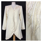 70S Vtg Off White Cream Off White Blazer Jacket Embroidered Wedding Tailcoat M