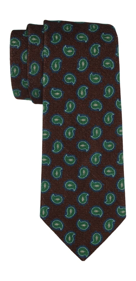 Новый без ценников галстук Altea хлопок коричневые зеленые сосны - Изображение 1 из 1