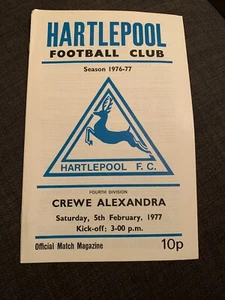 1977 Hartlepool United V Crewe Alexandra Programme - Picture 1 of 2