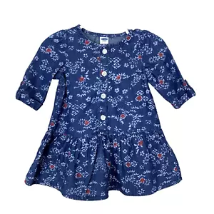 Old Navy Baby Girls 6-12 Months Dress Chambray Floral Drop Waist Spring Blue - Picture 1 of 12