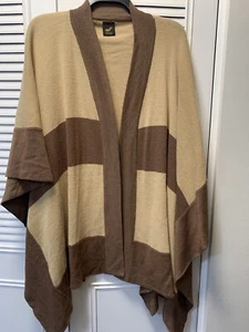 Women's 100% Alpaca Fleece Shawl Cape Wrap Natural Brown So Soft - Picture 1 of 6