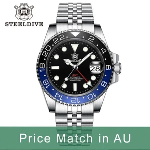 Steeldive SD1993, GMT, Black Blue, NH34, Sapphire, Lume, 300m Diver, Diving,BNIB - Bild 1 von 14