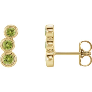 Peridot Three-Stone Ear Climbers In 14K Yellow Gold - Picture 1 of 2