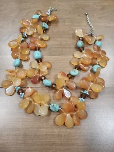 Agate and Turquoise Precious Gems Bib Necklace Stones Native Americana Mexicana - Picture 1 of 11
