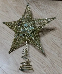 Christbaum Spitze, Stern, gold, Glitzer - Bild 1 von 5