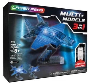 New Laser Pegs Multi-Models 3-In-1 F35 Next Gen Fighter Jet Light-up Set 52009 - Picture 1 of 5