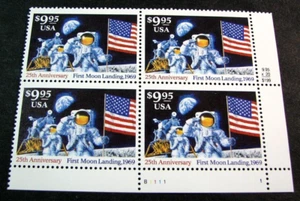 US Plate Block Stamp Scott# 2842 Moon Landing 1994 MNH L600 - Picture 1 of 1