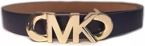 MICHAEL KORS MUJER CINTURÓN DE CUERO NEGRO MKLOGO HEBILLA DORADA GRANDE NUEVO $68 - Imagen 1 de 1