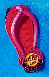ORLANDO 2014 RED BEACH FLIP FLOP GREETINGS SHOE SANDAL Hard Rock Cafe PIN - Picture 1 of 1