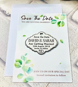 Personalised White Wedding Save The Date Fridge Magnet Floral Card Invite - Picture 1 of 3