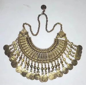 Child Of Wild Coin Necklace Vtg Bohemian Boho Bronze Statement Chunky Heavy - Picture 1 of 8