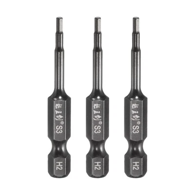 3pcs 2mm Metric Hex Head Wrench Drill Bit 50mm Length Magnetic Bits, Black - Image 1 of 4