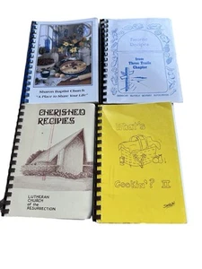 Lot of 4 Vintage Spiral Cookbooks Church School Community Cookbooks - Imagen 1 de 8