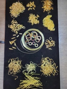 Gold Tone Jewelry Findings Destash Costume Jewelry Making Lot Clasps & More - Picture 1 of 12