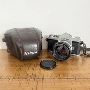 Nikon F Eye Level Silver 35mm Film SLR Camera With Nikkor-H 85mm Lens & Case - Picture 1 of 12