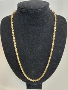 14K Gold Plated Rope Chain Necklace 24” 5mm - Stamped 14K...approx 39 Grams. - Picture 1 of 4