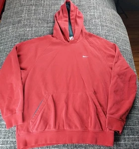 Nike Mens Red Hoodie Sweatshirt Pullover Swoosh Casual Logo Size Medium - Picture 1 of 13