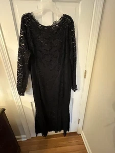 SHEIN Black Maxi Long Sleeve lace round neck Size: 3XL Lined dress slip to knee - Picture 1 of 7