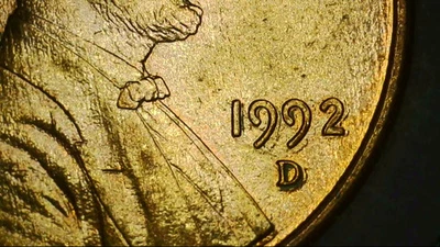 Centavo conmemorativo Lincoln 1992 D laminación suelta - Moneda de error granulada [A080] Foto 1 de 4