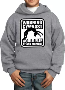 Kids Gymnastics Hoodie Warning Gymnast - Picture 1 of 24