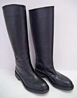 NEW ROBERT CLERGERIE $895 black dotted leather knee high boots Euro size 37.5 - Image 1 of 4