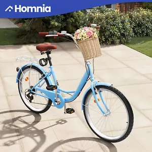 26" Adult Women Cruiser Beach Bicycle Bike 7 Speed Front Basket Adjustable Seat - Picture 1 of 14