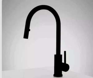Signature Hardware Ravenel Single Hole Pull Down Kitchen Faucet in Matte Black - Picture 1 of 1