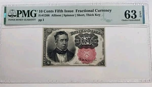 10 Cents Fifth Issue Fr#1266 PMG 63 EPQ Uncirculated Banknote - Picture 1 of 6