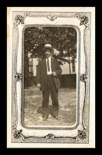 US RPPC POSTCARD PORTRAIT OF MAN WITH FANCY FRAME BORDER