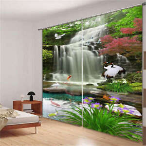 Bird Festival Waterfall 3D Curtain Blockout Photo Printing Curtains Drape Fabric