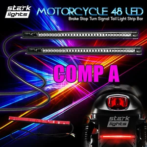 8" Motorcycle 48 LED Integrated Brake Stop Turn Signal Tail Light Strip 2PCS (B) - Picture 1 of 5