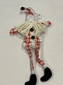 Plush Fabric Button Santa Claus Ornament Made In Philippines 9.5” Country Rustic - Picture 1 of 11