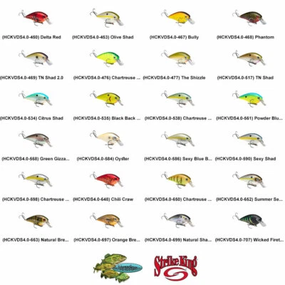 Señuelos de pesca Strike King Crankbaits HCKVDS4.0 Square Bill Magnum cualquier 24 colores Foto 1 de 4