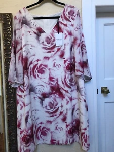 BNWT JACQUES VERT ROSE PINK SPLIT SLEEVE V NECK DRESS SIZE 24 - Picture 1 of 9