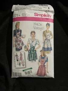 Simplicity Sewing Pattern 1221 Apron Bib Waist Vintage 40's Inspired uncut - Picture 1 of 4