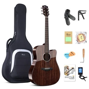 G31 Dreadnought Acoustic Guitar Black Soild Mahogany Top 41 Inch Guitarra Ful... - Picture 1 of 6