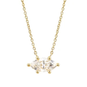 IGI Certificate 14K Yellow Gold Marquise-Shape Lab Grown Diamond Necklace MZ3041 - Picture 1 of 11