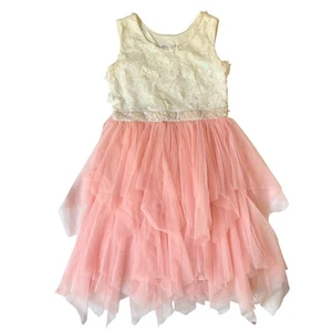 Bonnie Jean Youth Girl Dress size 16 Pink Tutu with White Top Sequin & Flowers  - Picture 1 of 11